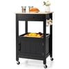 Costway Kitchen Island Trolley Buffet Storage Cart Black