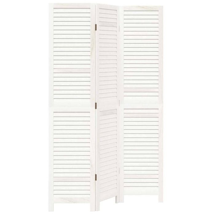 vidaXL Room Divider Privacy Screen Partition 3 Panels White Paulownia