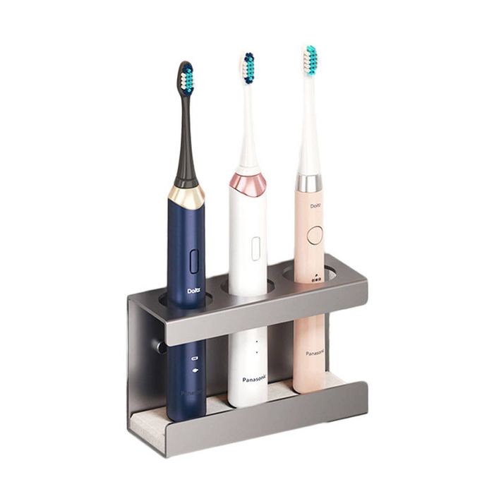 Catzon Wall Mount Electric Toothbrush Holder 3 Slots Diatomite Dish-grey