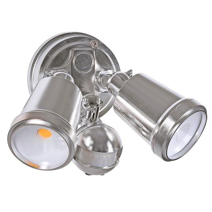 Brilliant Nickel Raptor III Twin Security Light with Sensor