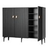 Artiss Shoe Cabinet Fluted Style 25 Pairs Shoe Storage Cupboard Black