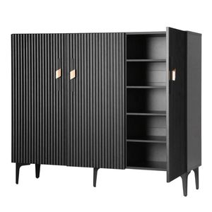 Artiss Shoe Cabinet Fluted Style 25 Pairs Shoe Storage Cupboard Black