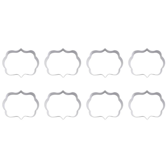 8PK R&M Plaque Cookie Cutter Polyresin Coated Steel 9cm - White