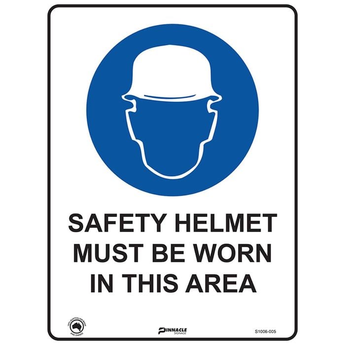 Pinnacle 400 x 300mm Poly Safety Helmet Must Be Worn In This Area Sign