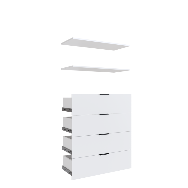 4 Drawer, 2 Shelf Insert Kit White Fits 900 X 380MM Cabinet Shell
