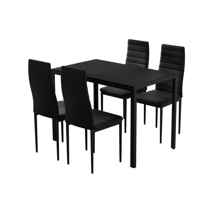 Artiss Dining Set 5-PCS Wooden Dining Table Set Black