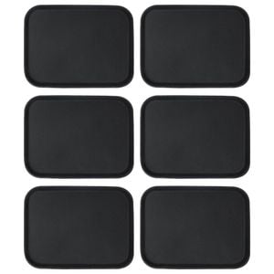 Argon Tableware 6x Rectangular Serving Trays - 41 X 30.5cm - Reusable Non Slip Stackable Rubberized Food Drinks Platter Tray