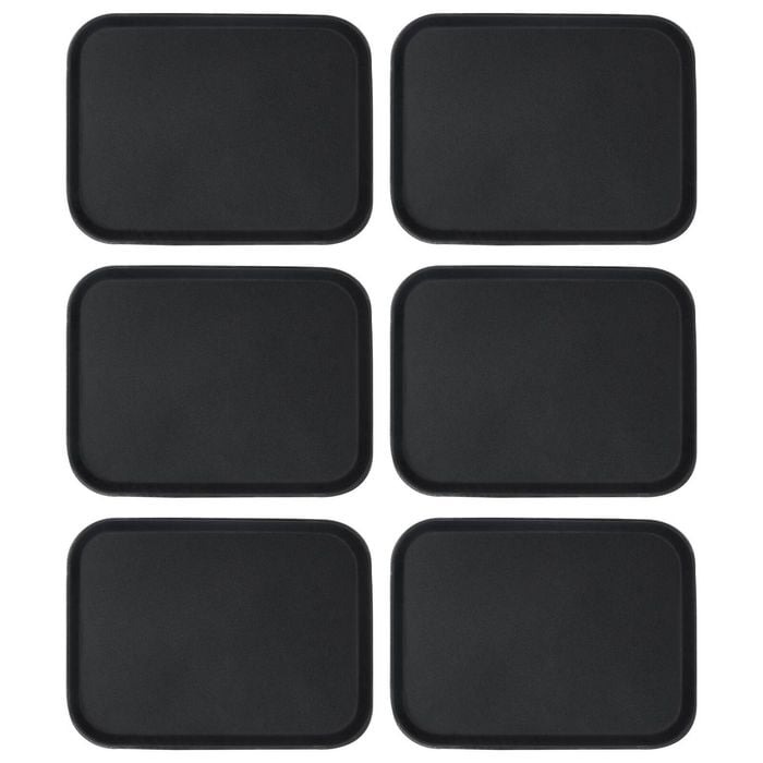 Argon Tableware 6x Rectangular Serving Trays - 41 X 30.5cm - Reusable Non Slip Stackable Rubberized Food Drinks Platter Tray