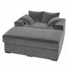 Advwin 148cm Sofa Bed w/ Storage Ottoman Corduroy Chaise Lounge Chair Oversized Sleeper Couch Grey