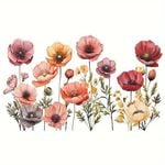 Allwallstickers Medium Multicolour Poppies  Wall decal