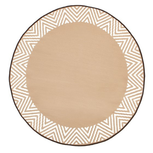 Fab Habitat 180cm Beige & White Olympia Modern Recycled Plastic Round Outdoor Rug