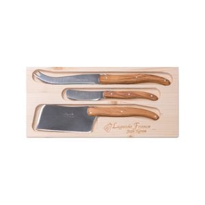 Laguiole Jean Neron Cheese & Paté Knife Set With Cleaver - Olive Wood