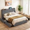 Artiss Queen Bed Frame With 4 Storage Drawers Charging Station