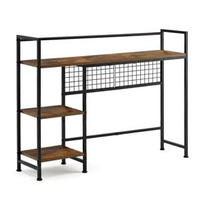 Advwin Desktop Bookshelf Wood Display Rack w/3 Shelves & Open Compartment Storage Organiser Unit Dorm Office White
