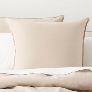 Renee Taylor Stone Washed 100% French Linen Natural European Pillowcase