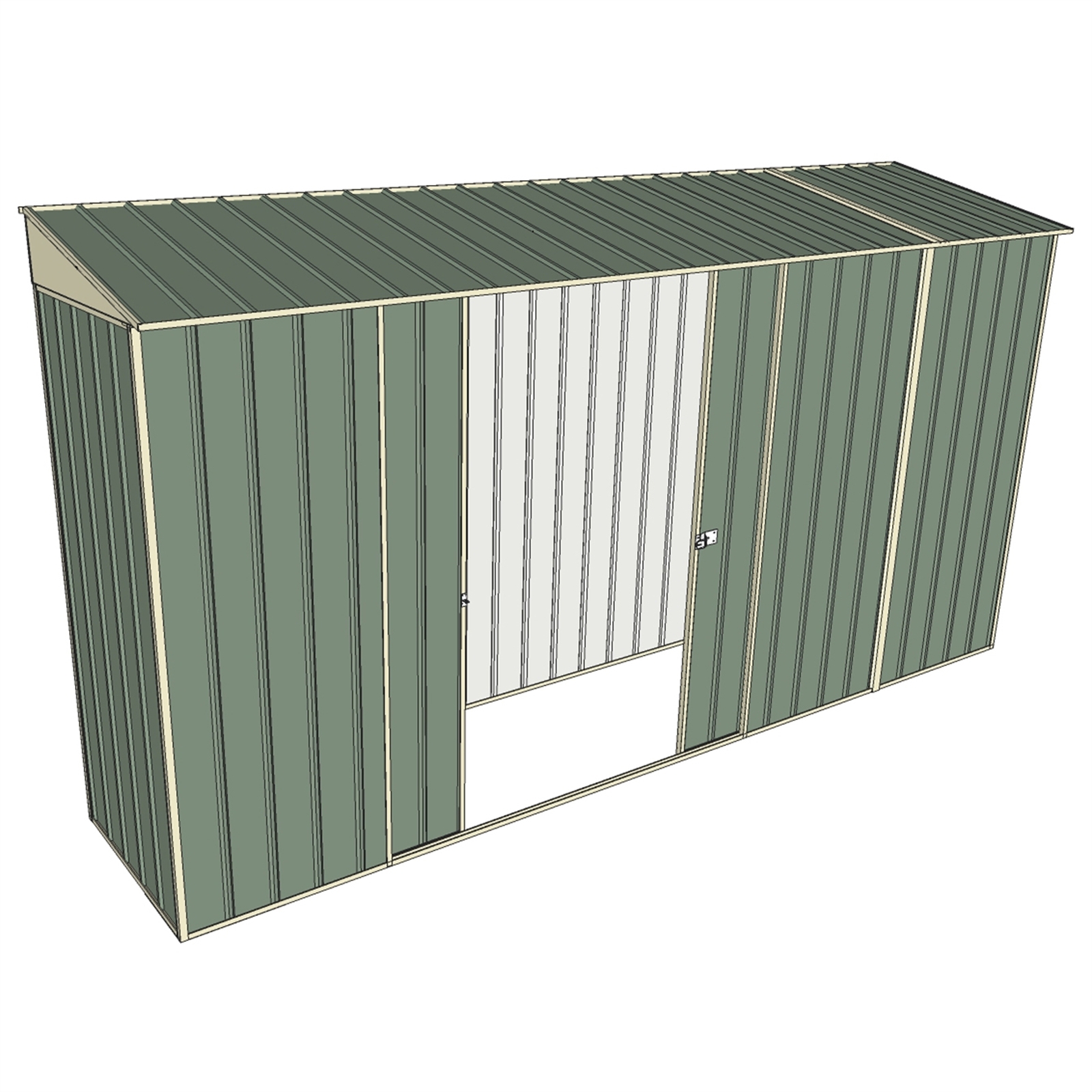 Build-a-Shed 0.8 x 3.7 x 2m Skillion Double Sliding Side Door Shed - Green product image
