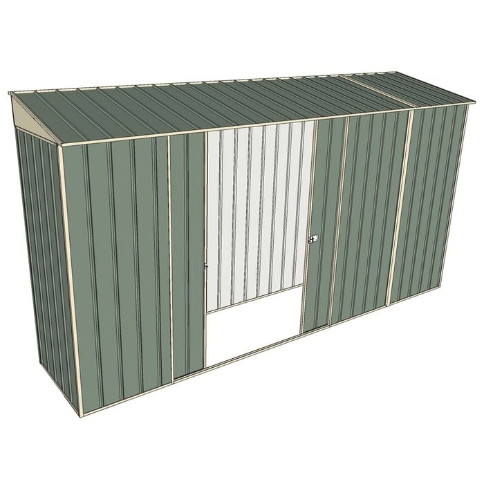 Build-a-Shed 0.8 x 3.7 x 2m Skillion Double Sliding Side Door Shed - Green