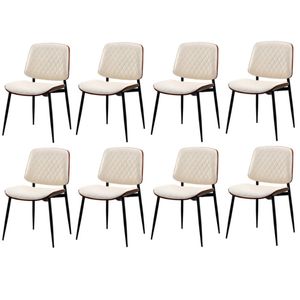 Oikiture 8x Dining Chairs Retro Faux Leather White