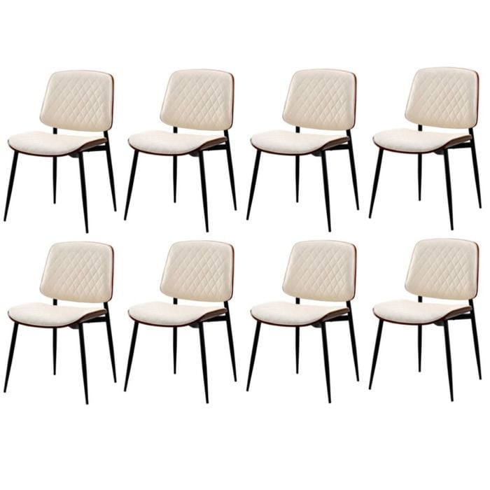 Oikiture 8x Dining Chairs Retro Faux Leather White