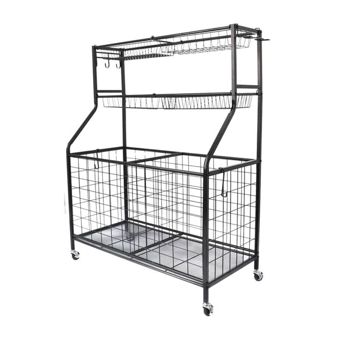 Social Hike Sports Equipment Storage Organiser Trolley on Wheels for Garage