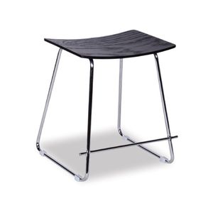 Hudson Low Stool - Chrome - Black Timber