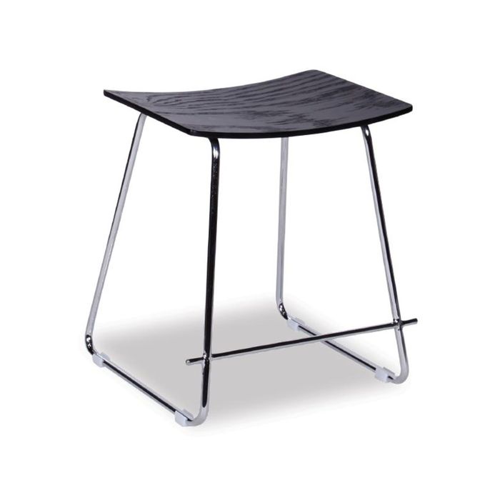 Hudson Low Stool - Chrome - Black Timber