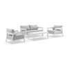 Bronte 2+1+1 Outdoor Aluminium Lounge Setting White With Coffee Table & Textured Olefin Grey Cushions