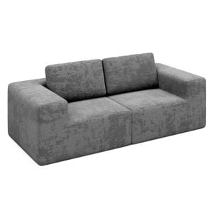 Ufurniture Loveseat Cloud Sofa Boneless Sectional Floor Couch with Deep Seat Fluffy Comfy Modular Sofa Grey