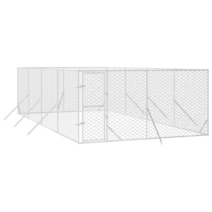 vidaXL Dog Kennel Outdoor Dog Crate Lockable Dog House Silver Galvanised Steel 4x4x2 m