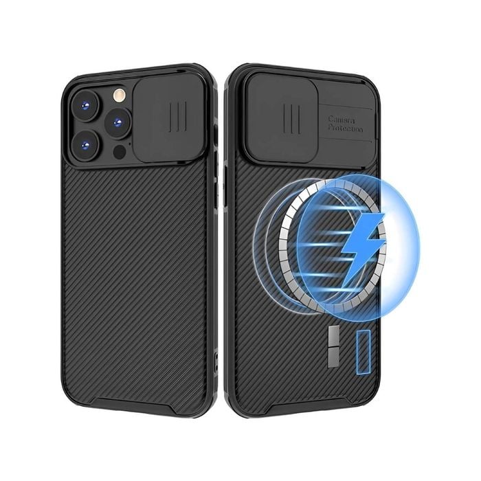 Iphone 14 Plus Max Black Magsafe Compatible Heavy Duty Case With Camera Cover