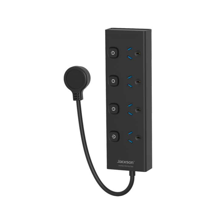 Jackson 4 Outlet Black Powerboard with 4 Individual Switch