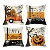 Catzon 4 Pcs Scary Throw Pillow Covers Linen Cushion Case for Decor 50X50cm