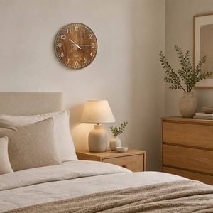 14" Round Wall Clock Non-Ticking Quartz in Wood Grain