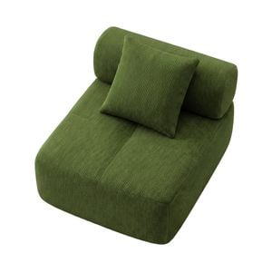 Ufurniture 1 Seater Armless Sofa Corduroy Modular Compressed Single Couch W/ Cushion No Assembly Green