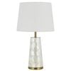 Telbix Fusell Modern Table Desk Lamp Light Capiz Shell Metal Fabric White Gold Gloss