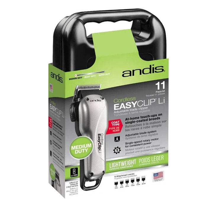 Andis Cordless Easyclip Li Adjustable Blade Clipper Medium Duty For Dogs  11 Pieces