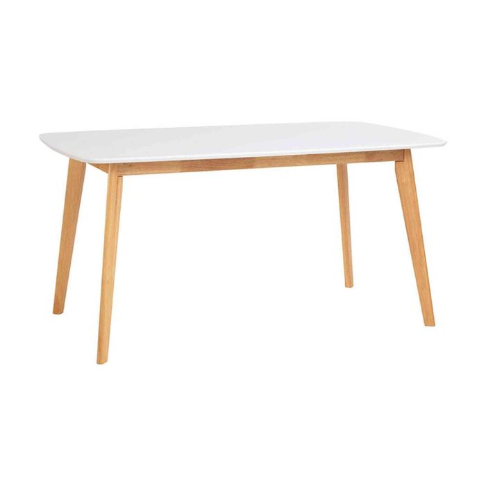 Modern Furniture Aimon Dining Table White Lacquer Natural Legs 150x90x74cm