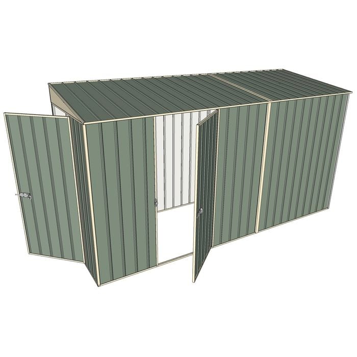 Build-A-Shed 1.2 x 3.7 x 2.0m Tunnel Shed Tunnel Hinged Door with 1 Hinged Side Door - Green
