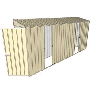 Build-a-Shed 0.8 x 4.5 x 2m Hinged Door Tunnel Shed With Double Sliding Side Doors - Cream