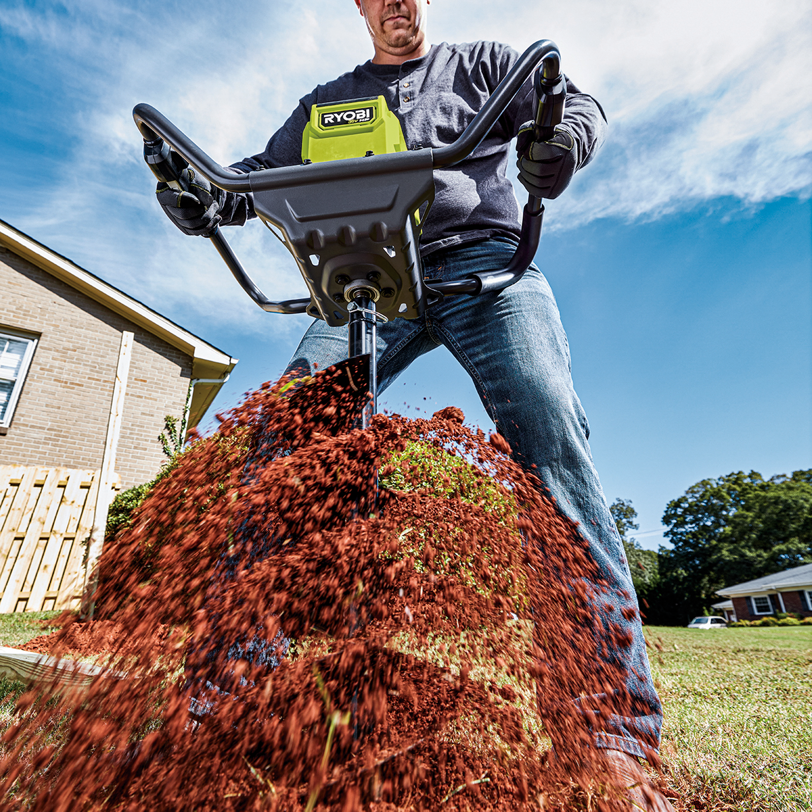 Ryobi 36V 200mm HP Brushless Cordless Post Hole Digger Tool Only Bunnings Australia