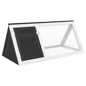 vidaXL Animal Rabbit Cage Grey Wood Triangle Weather Resistant Bunny House