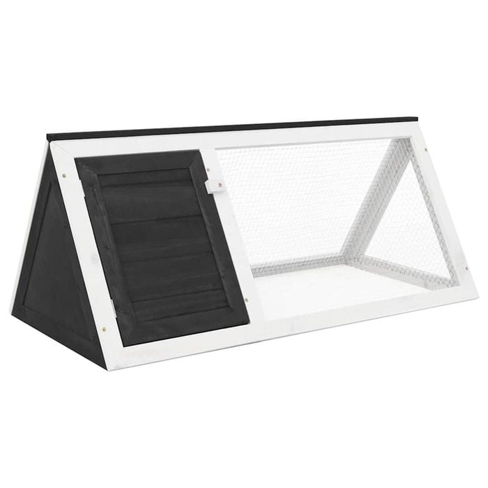 vidaXL Animal Rabbit Cage Grey Wood Triangle Weather Resistant Bunny House