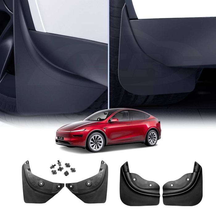 Mud Flaps Splash Guards for Tesla Model Y Juniper 2025-Onwards Long Edge Front and Rear Set of 4