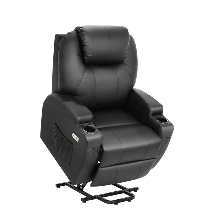 Advwin Lift Recliner Chair Padded Seat Sofa Couch PU Leather Lounge Armchair Black