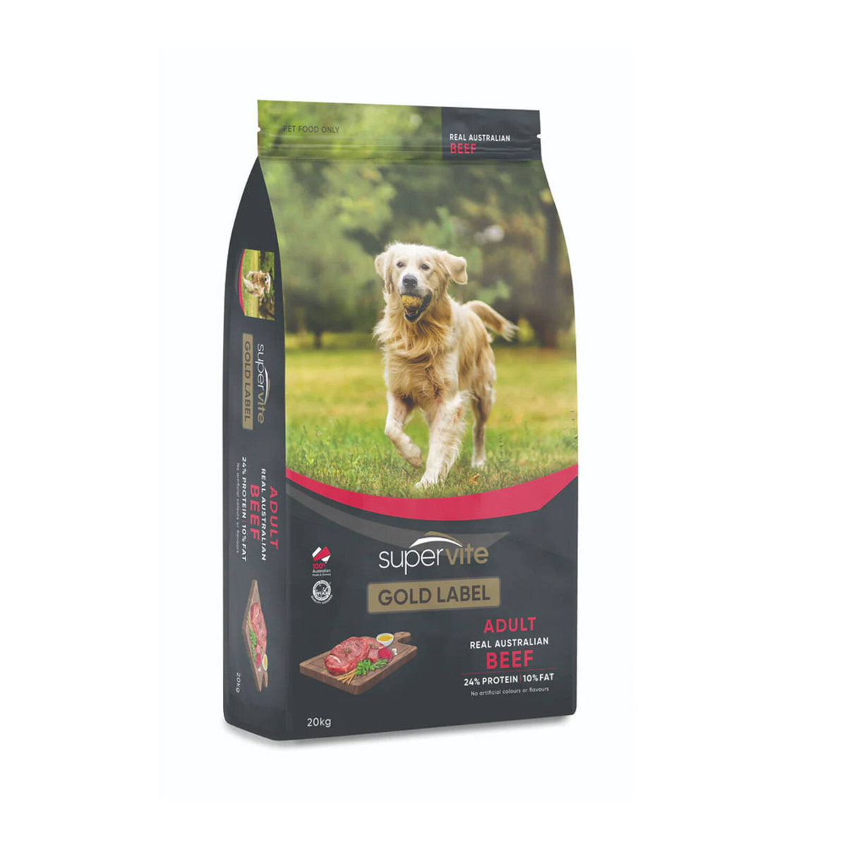 Supervite Gold Label Adult Real Australian Beef Dry Dog Food 20 Kg ...