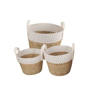 Living Today  3 Piece Cotton Rope Stripe Carry Handles Storage Baskets Set