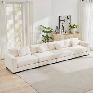 Homfurn 421cm Oversized 4 Seater Sofa, Corduroy Large Sectional Couches, 4 Seater Couches with Wide Arms