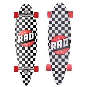 Rad Board Co Complete Pintail Mini Longboard Skateboard - Checkers Black/white 9