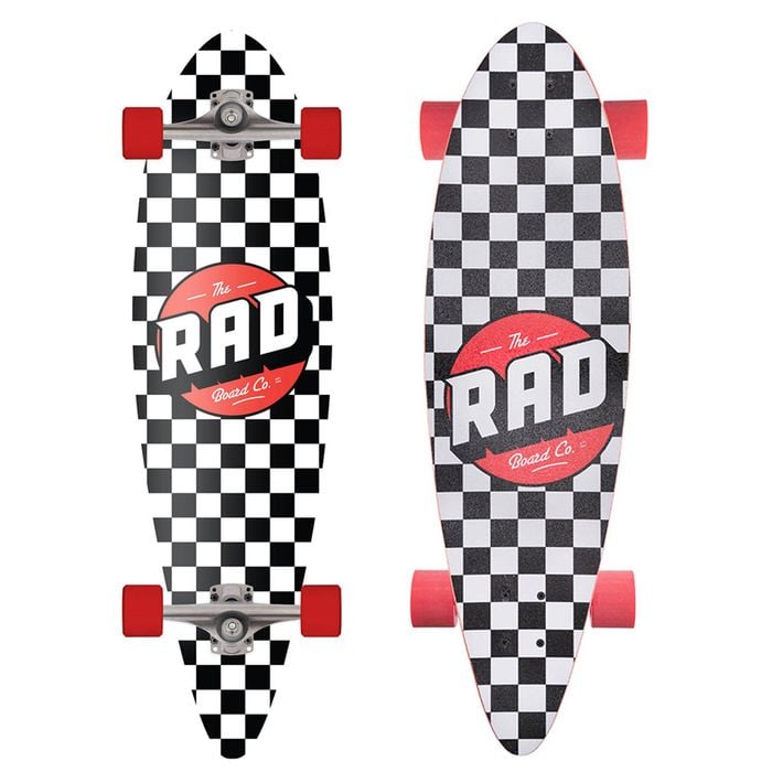 Rad Board Co Complete Pintail Mini Longboard Skateboard - Checkers Black/white 9