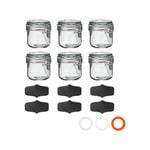 Argon Tableware Glass Storage Jars with Clip Lid and Chalkboard Stickers - 200ml - 6pc